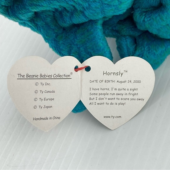Ty Beanie Baby Hornsley the Triceratops Dinosaur Bean Bag Plush 2000 - Picture 7 of 11